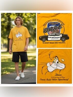 Vintage Dare Shirt NWOT Gildan Tag Daren the Lion Mascot Double stitch Large